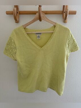 St. John's Bay vintage crochet lime green crochet knit short sleeve top boho